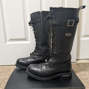 Hot Leathers, Lace-Up Motorcycle Boots, Women's Size 12, Black